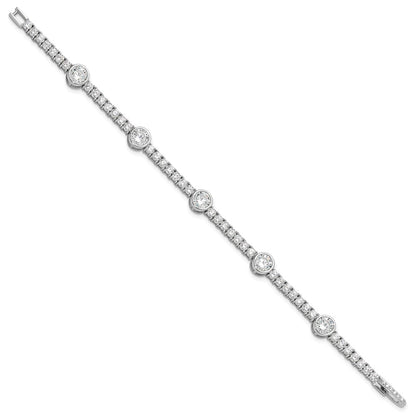 Sterling Silver Rhodium-Plated CZ 7in Tennis Bracelet