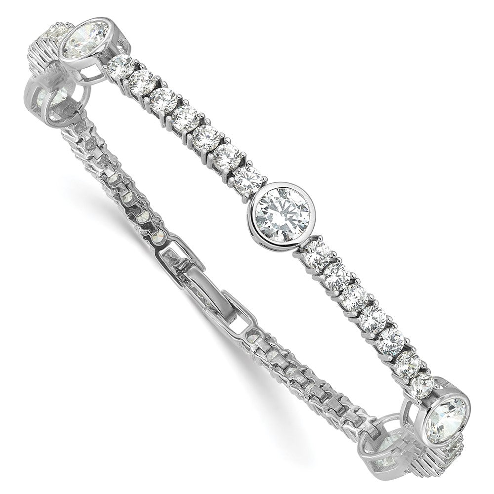 Sterling Silver Rhodium-Plated CZ 7in Tennis Bracelet