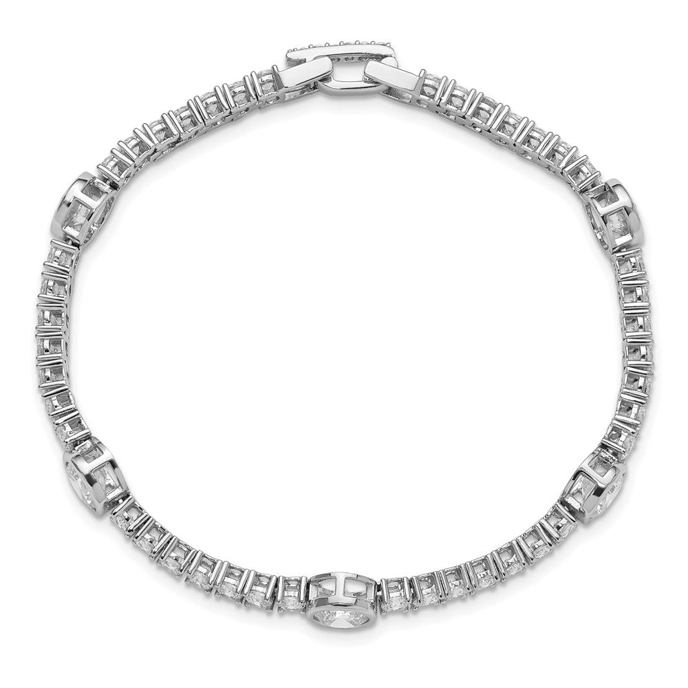 Sterling Silver Rhodium-Plated CZ 7in Tennis Bracelet