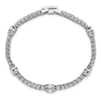 Sterling Silver Rhodium-Plated CZ 7in Tennis Bracelet