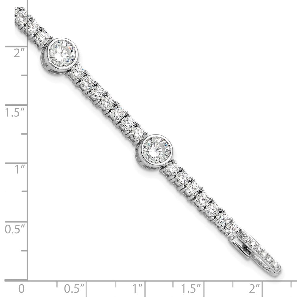 Sterling Silver Rhodium-Plated CZ 7in Tennis Bracelet