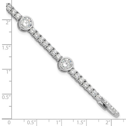 Sterling Silver Rhodium-Plated CZ 7in Tennis Bracelet