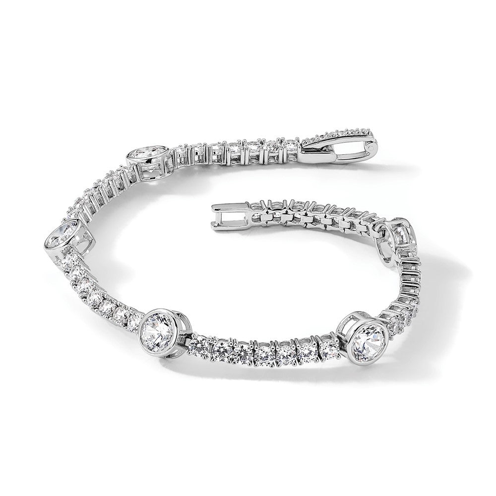 Sterling Silver Rhodium-Plated CZ 7in Tennis Bracelet
