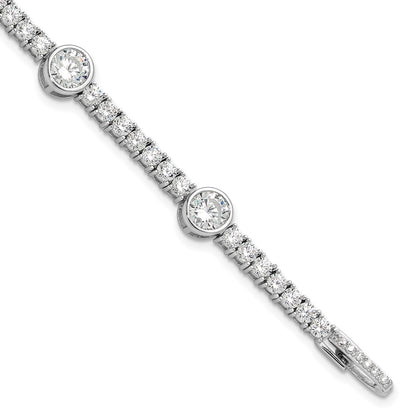 Sterling Silver Rhodium-Plated CZ 7in Tennis Bracelet