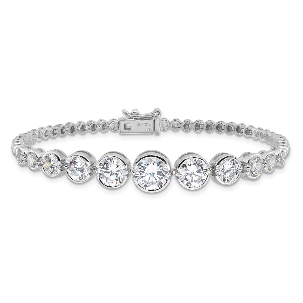 Sterling Silver Rhodium-Plated Polished Graduated CZ Bracelet