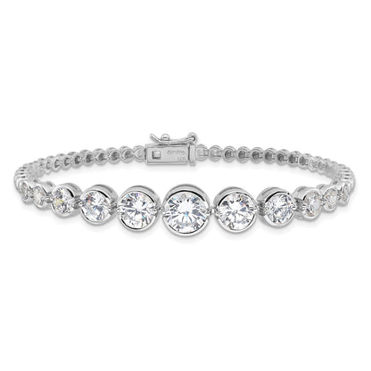 Sterling Silver Rhodium-Plated Polished Graduated CZ Bracelet