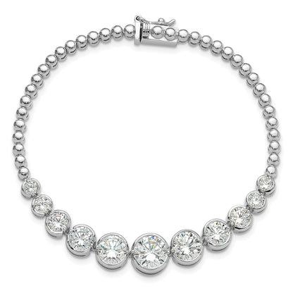 Sterling Silver Rhodium-Plated Polished Graduated CZ Bracelet