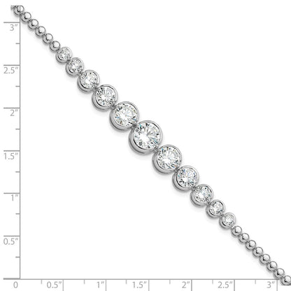 Sterling Silver Rhodium-Plated Polished Graduated CZ Bracelet