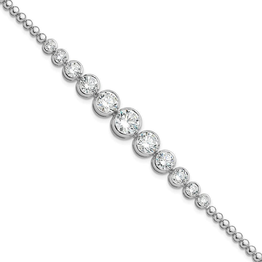 Sterling Silver Rhodium-Plated Polished Graduated CZ Bracelet