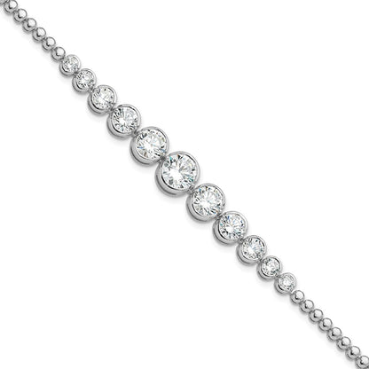 Sterling Silver Rhodium-Plated Polished Graduated CZ Bracelet