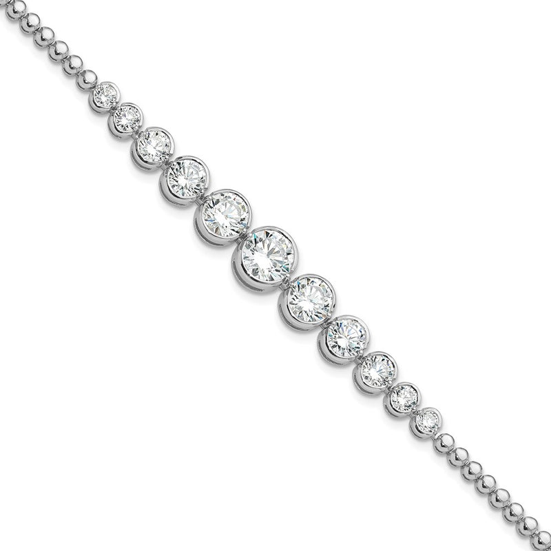 Sterling Silver Rhodium-Plated Polished Graduated CZ Bracelet