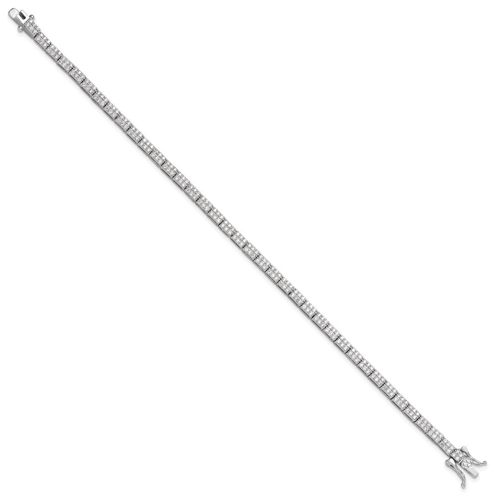 Sterling Silver Rhodium-Plated Micro Pave CZ 7.5in Bracelet