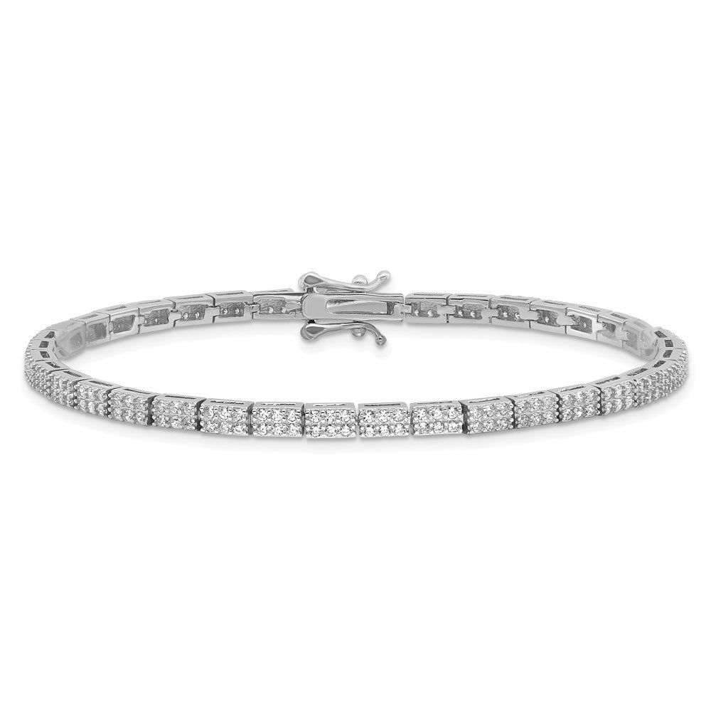 Sterling Silver Rhodium-Plated Micro Pave CZ 7.5in Bracelet