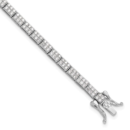 Sterling Silver Rhodium-Plated Micro Pave CZ 7.5in Bracelet