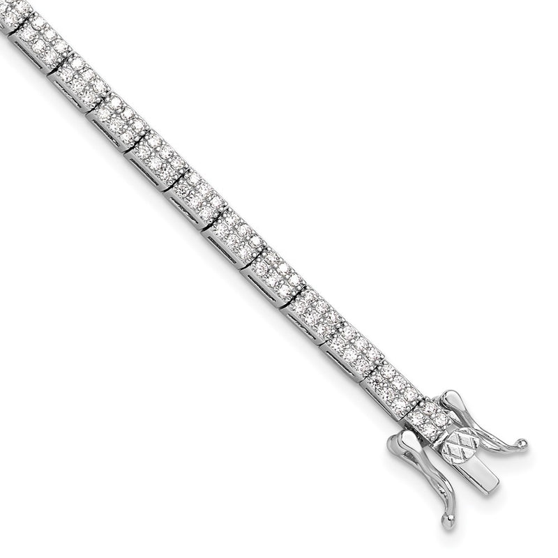 Sterling Silver Rhodium-Plated Micro Pave CZ 7.5in Bracelet
