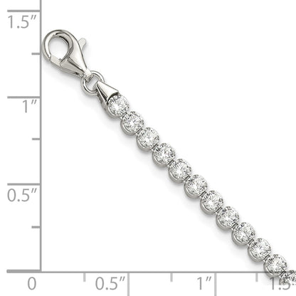 Sterling Silver Rhodium-Plated 3 Mm Round CZ 7.5in Tennis Bracelet