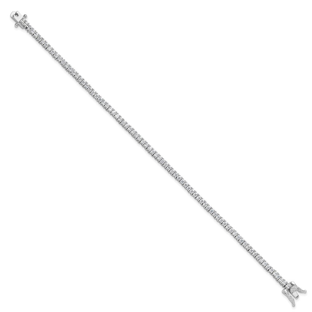 Sterling Silver Rhodium-Plated 3mm Princess Cut CZ 7.75in Tennis Bracelet