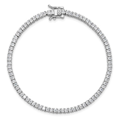 Sterling Silver Rhodium-Plated 3mm Princess Cut CZ 7.75in Tennis Bracelet