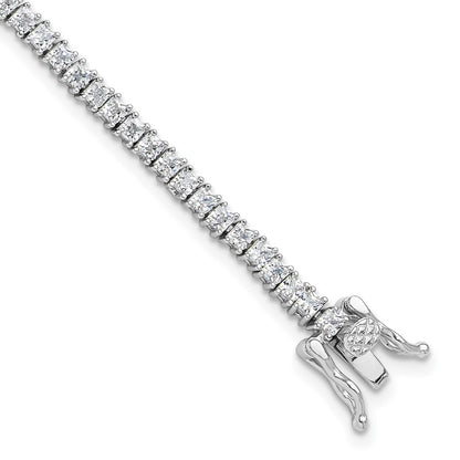Sterling Silver Rhodium-Plated 3mm Princess Cut CZ 7.75in Tennis Bracelet