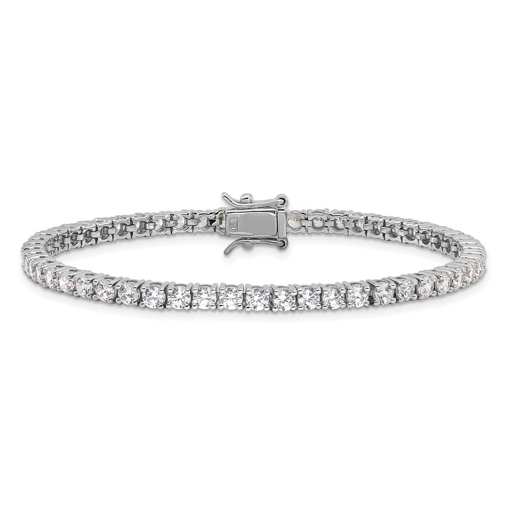 Sterling Silver Rhodium-Plated Polished CZ Tennis Bracelet