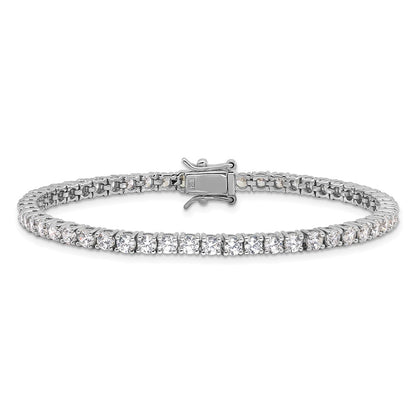 Sterling Silver Rhodium-Plated Polished CZ Tennis Bracelet