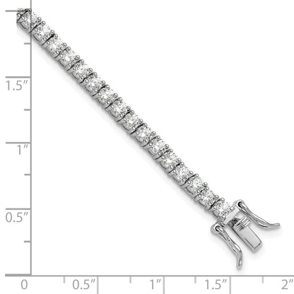Sterling Silver Rhodium-Plated Polished CZ Tennis Bracelet