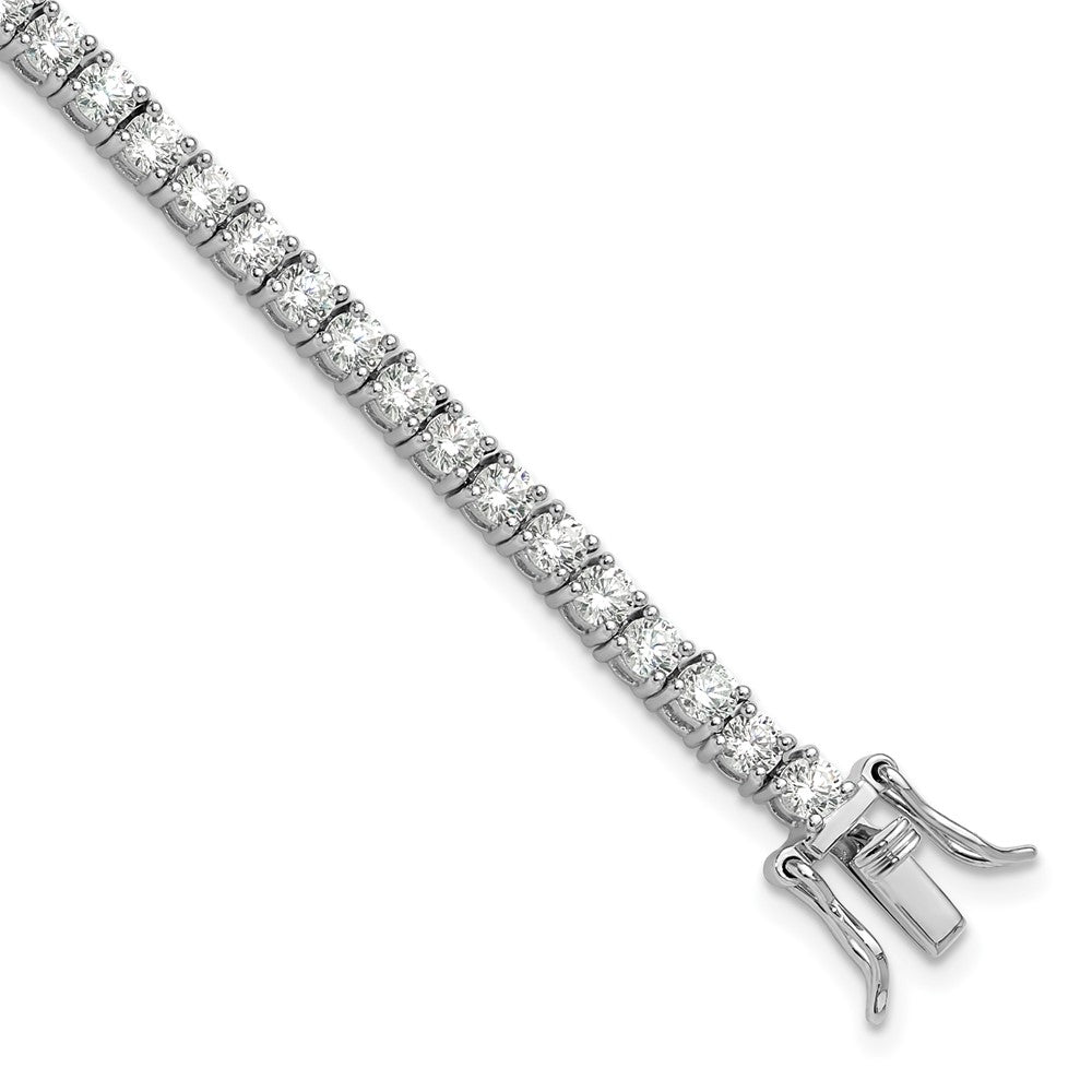 Sterling Silver Rhodium-Plated Polished CZ Tennis Bracelet