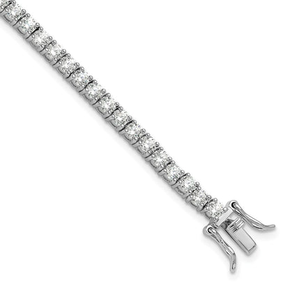 Sterling Silver Rhodium-Plated Polished CZ Tennis Bracelet