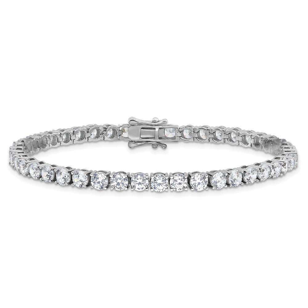 Sterling Silver Rhodium-Plated 4mm CZ 7.5in Tennis Bracelet