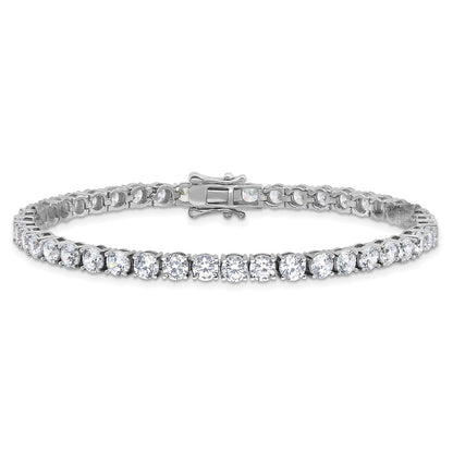 Sterling Silver Rhodium-Plated 4mm CZ 7.5in Tennis Bracelet