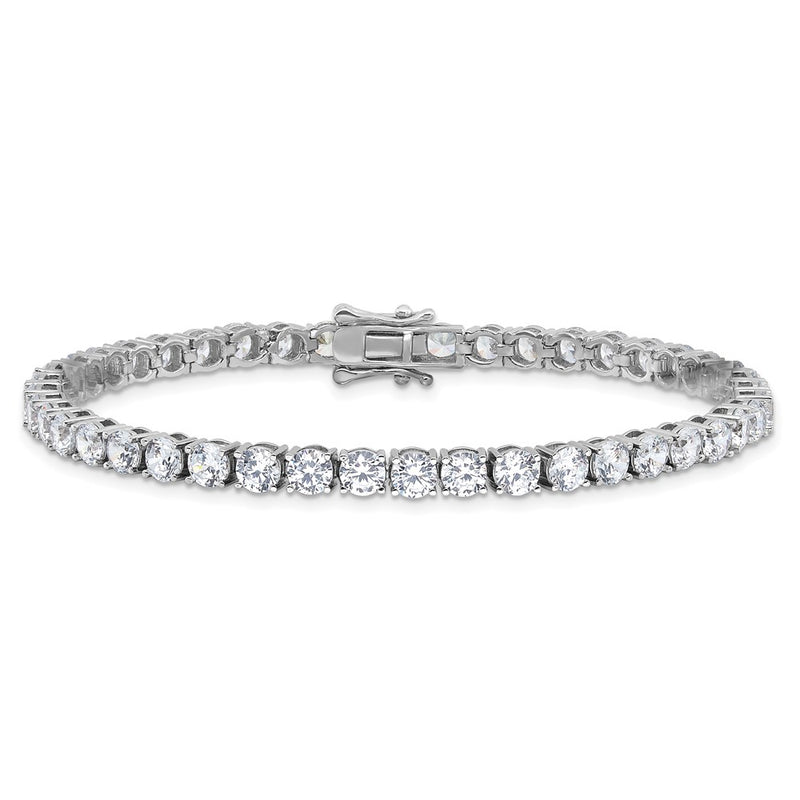 Sterling Silver Rhodium-Plated 4mm CZ 7.5in Tennis Bracelet