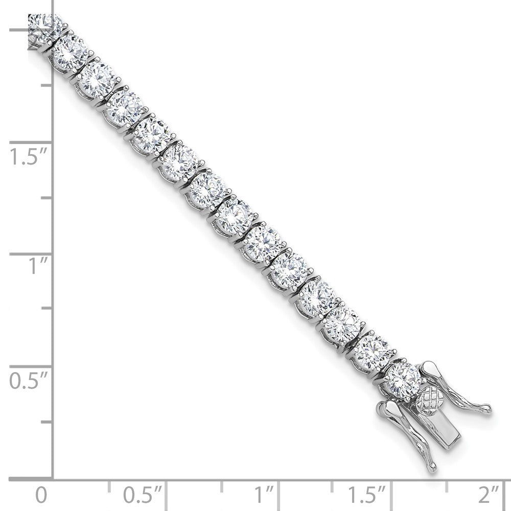 Sterling Silver Rhodium-Plated 4mm CZ 7.5in Tennis Bracelet