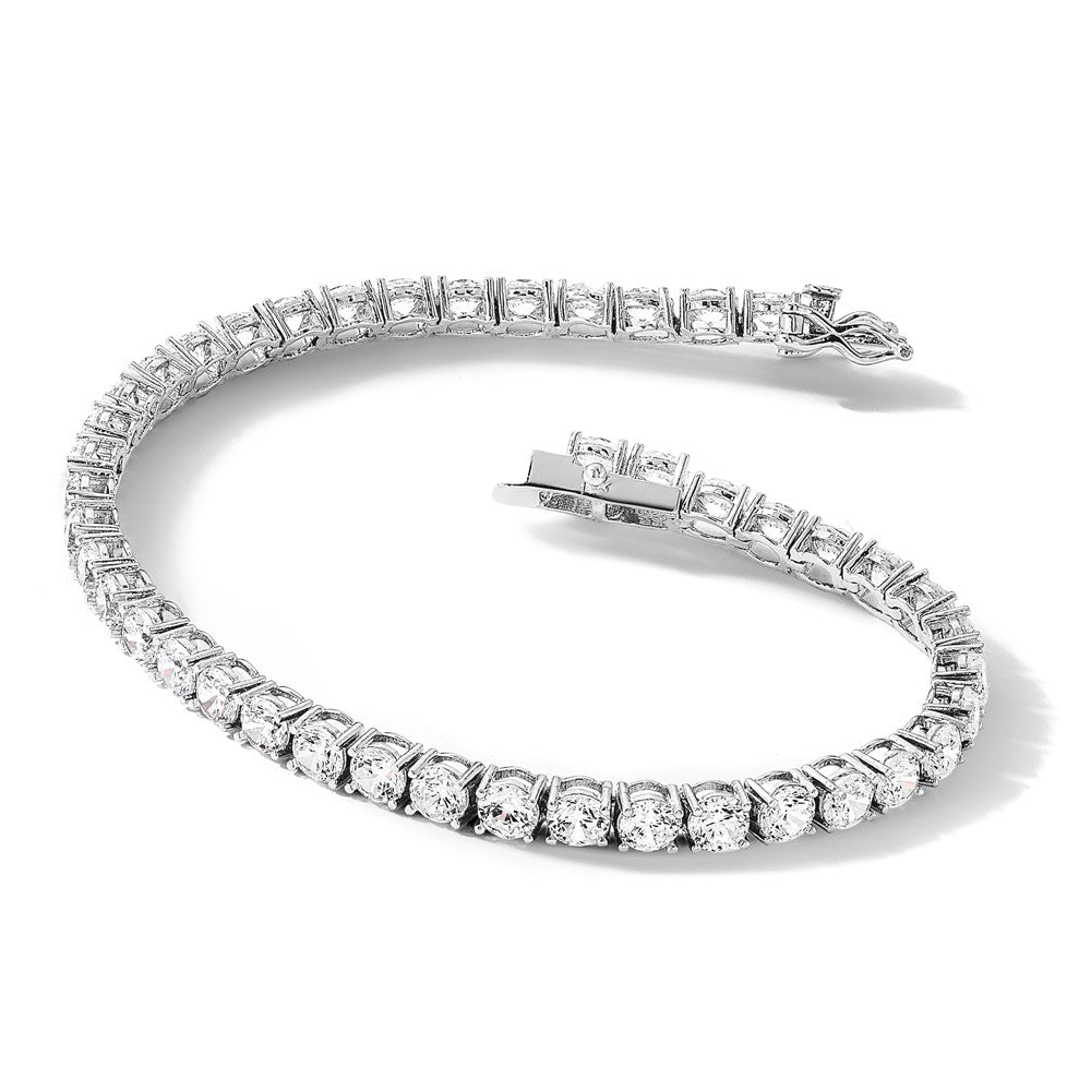 Sterling Silver Rhodium-Plated 4mm CZ 7.5in Tennis Bracelet