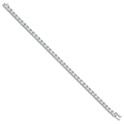 Sterling Silver Rhodium-Plated Polished CZ Tennis Bracelet