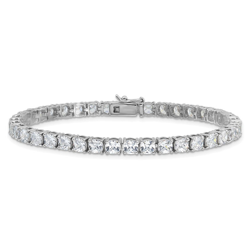 Sterling Silver Rhodium-Plated Polished CZ Tennis Bracelet