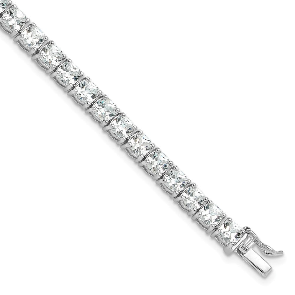 Sterling Silver Rhodium-Plated Polished CZ Tennis Bracelet