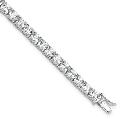 Sterling Silver Rhodium-Plated Polished CZ Tennis Bracelet