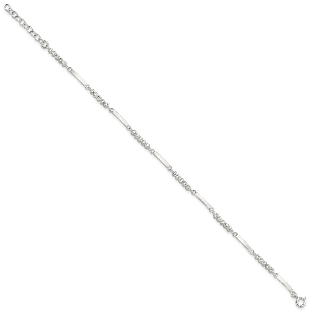 Sterling Silver Rhodium-Plated CZ 7.25in w/1in Ext. Bracelet