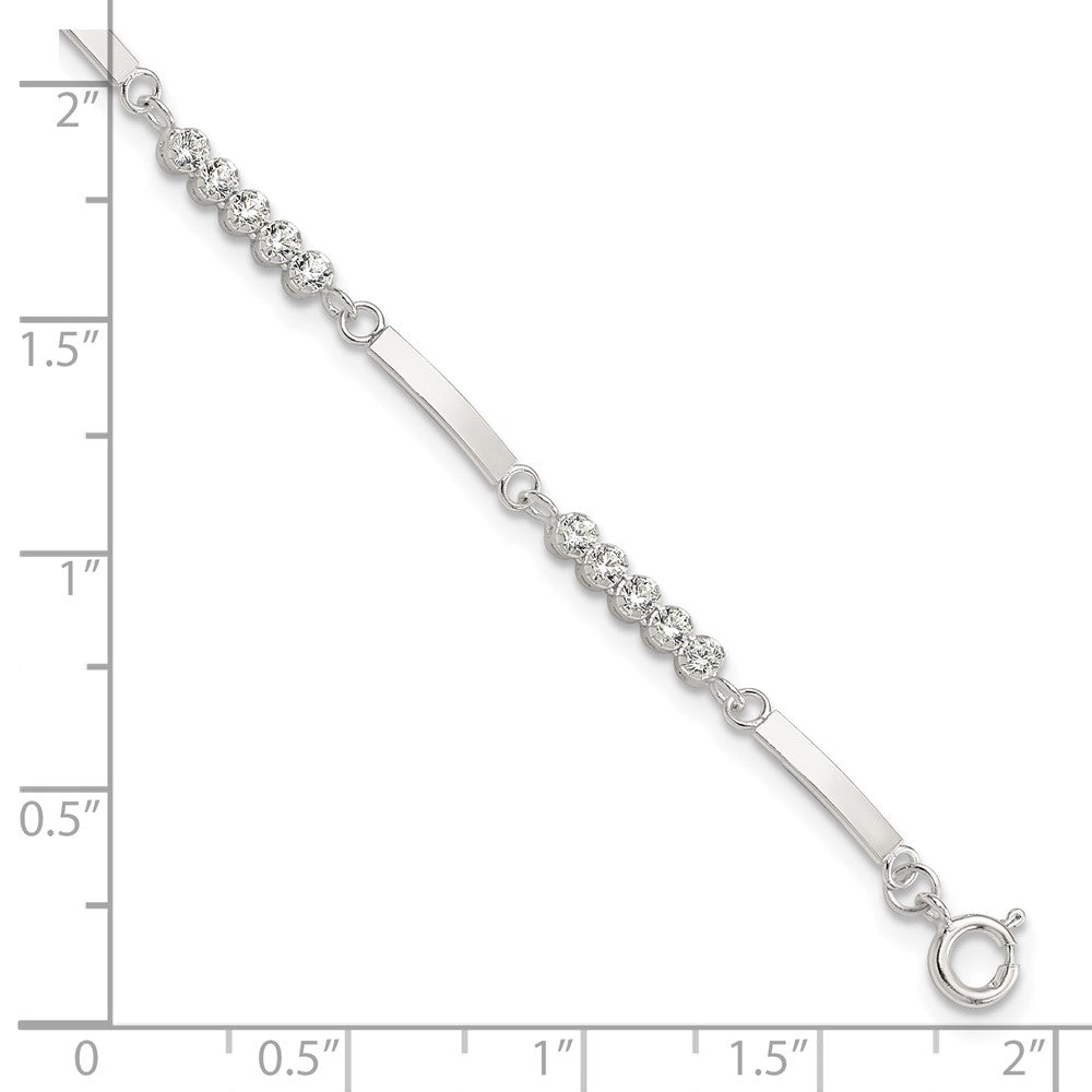 Sterling Silver Rhodium-Plated CZ 7.25in w/1in Ext. Bracelet