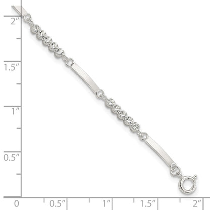 Sterling Silver Rhodium-Plated CZ 7.25in w/1in Ext. Bracelet