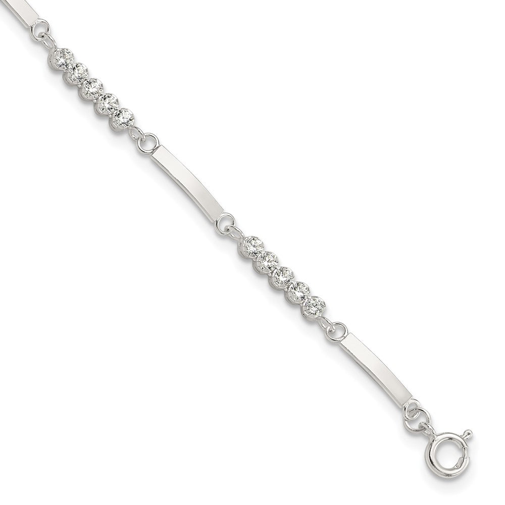Sterling Silver Rhodium-Plated CZ 7.25in w/1in Ext. Bracelet