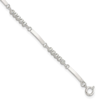 Sterling Silver Rhodium-Plated CZ 7.25in w/1in Ext. Bracelet