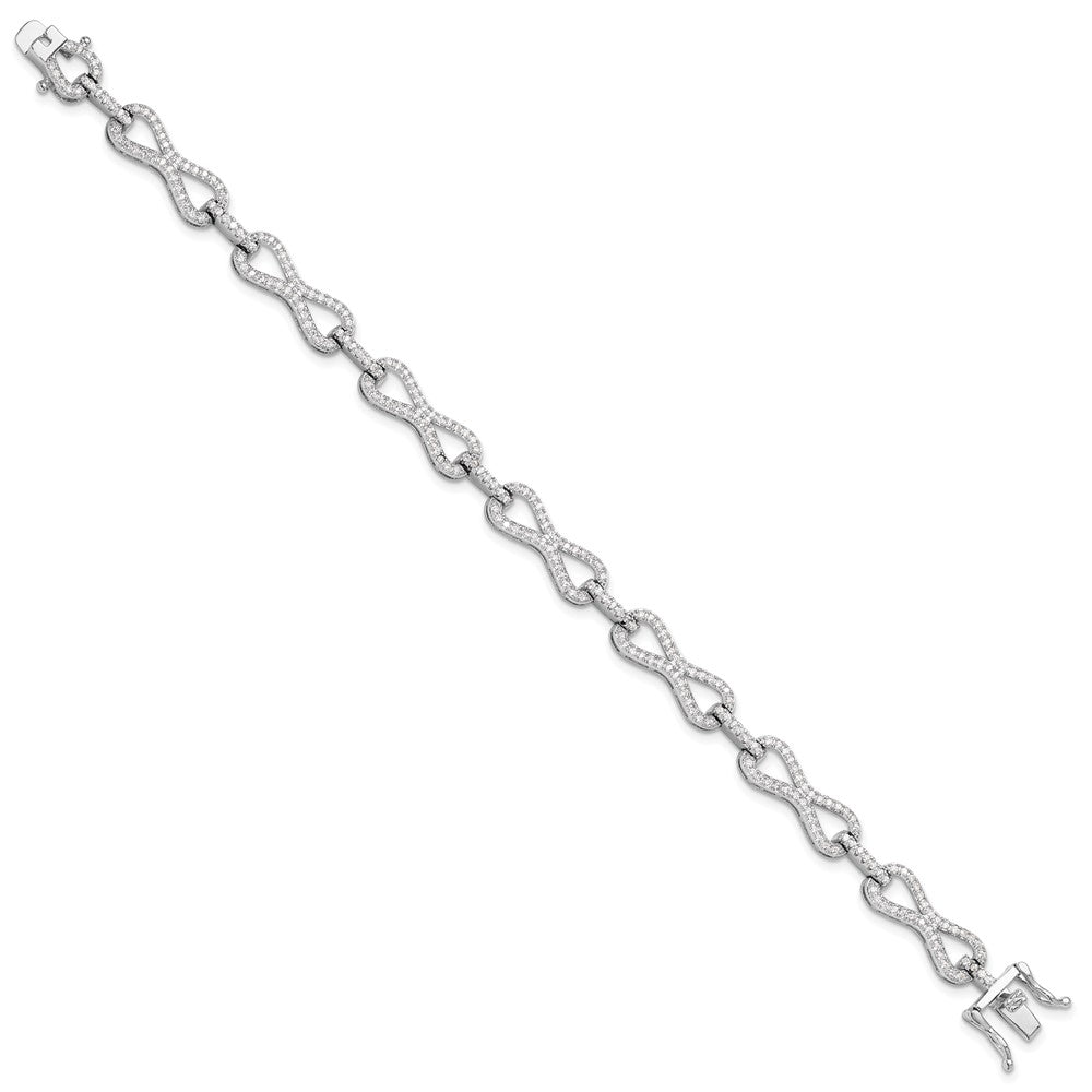 Sterling Silver Rhodium-Plated CZ Infinity Link Bracelet