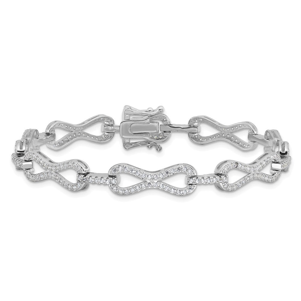 Sterling Silver Rhodium-Plated CZ Infinity Link Bracelet