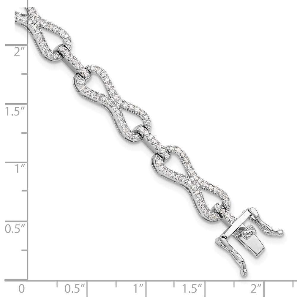 Sterling Silver Rhodium-Plated CZ Infinity Link Bracelet