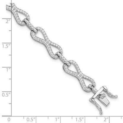 Sterling Silver Rhodium-Plated CZ Infinity Link Bracelet