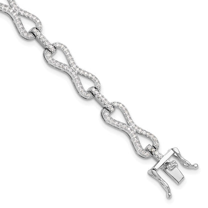 Sterling Silver Rhodium-Plated CZ Infinity Link Bracelet