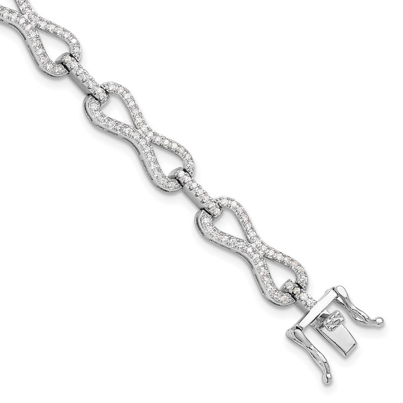 Sterling Silver Rhodium-Plated CZ Infinity Link Bracelet