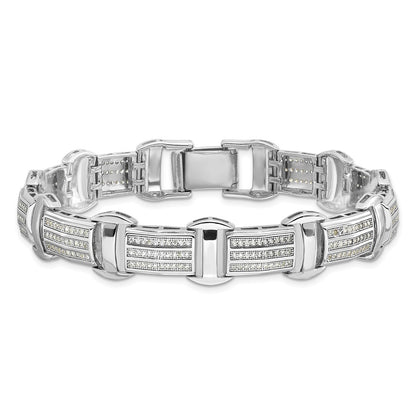 Sterling Silver Rhodium-Plated Polished CZ 7.5in Link Bracelet