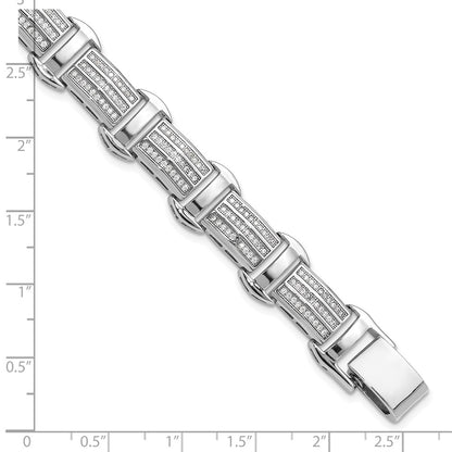 Sterling Silver Rhodium-Plated Polished CZ 7.5in Link Bracelet